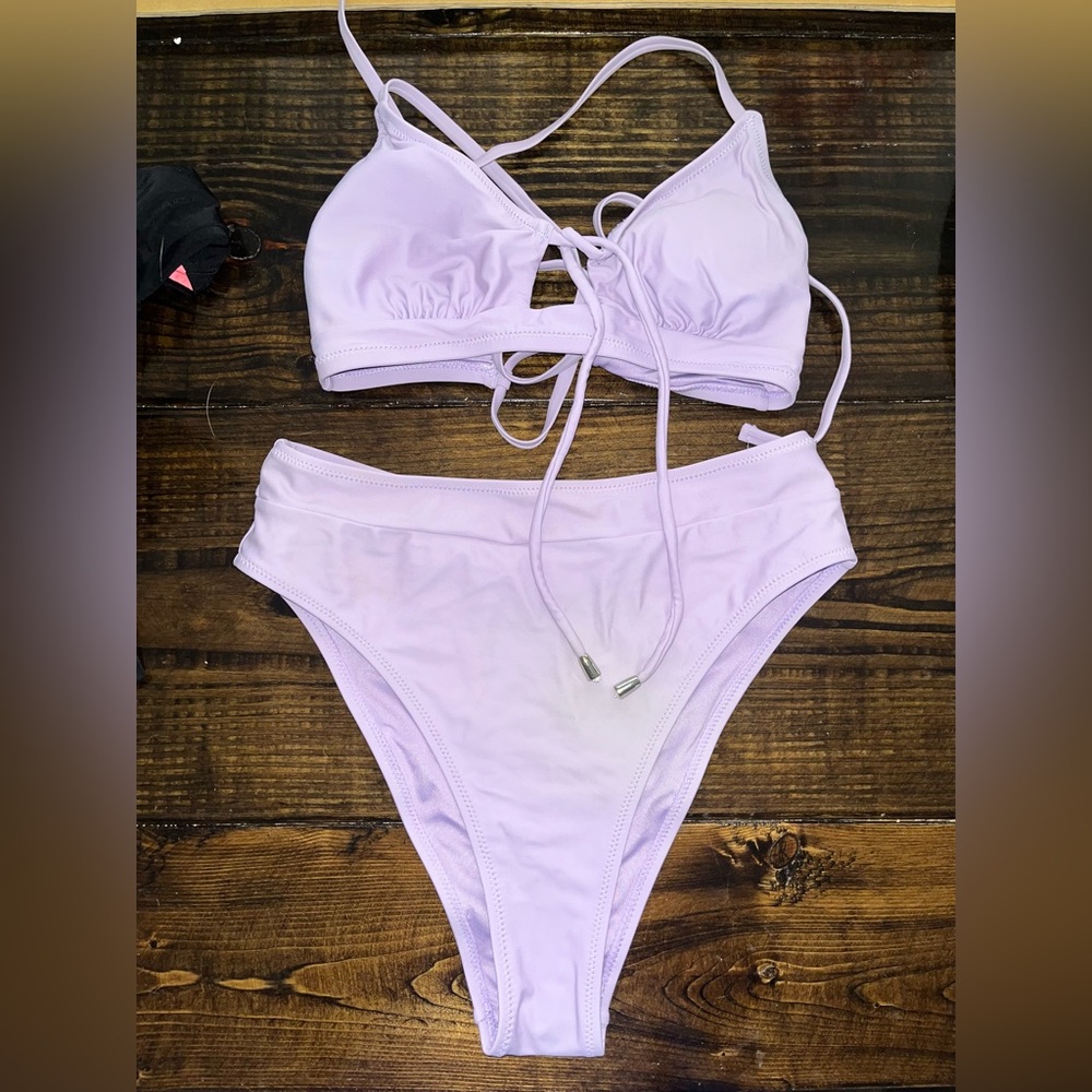 Light purple high waisted Shein bathing suit